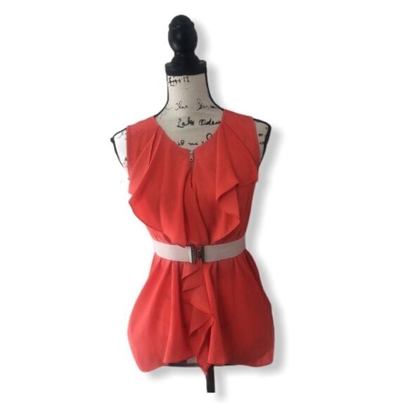 BCBGMAXAZRIA SZ XS Steacy Ruffle Tank Top - Picture 3 of 6